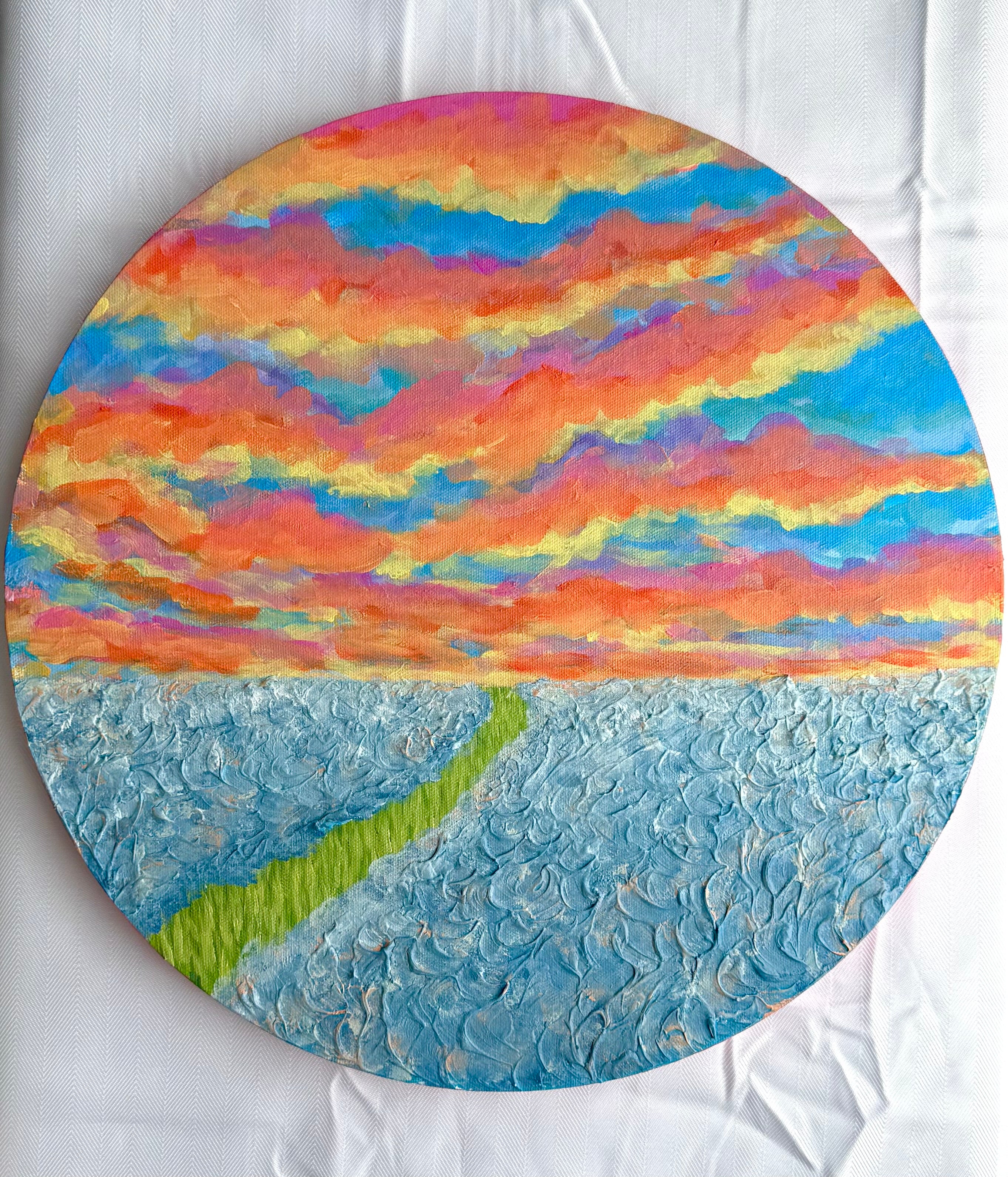 16x16 Meadow Sunset Painting