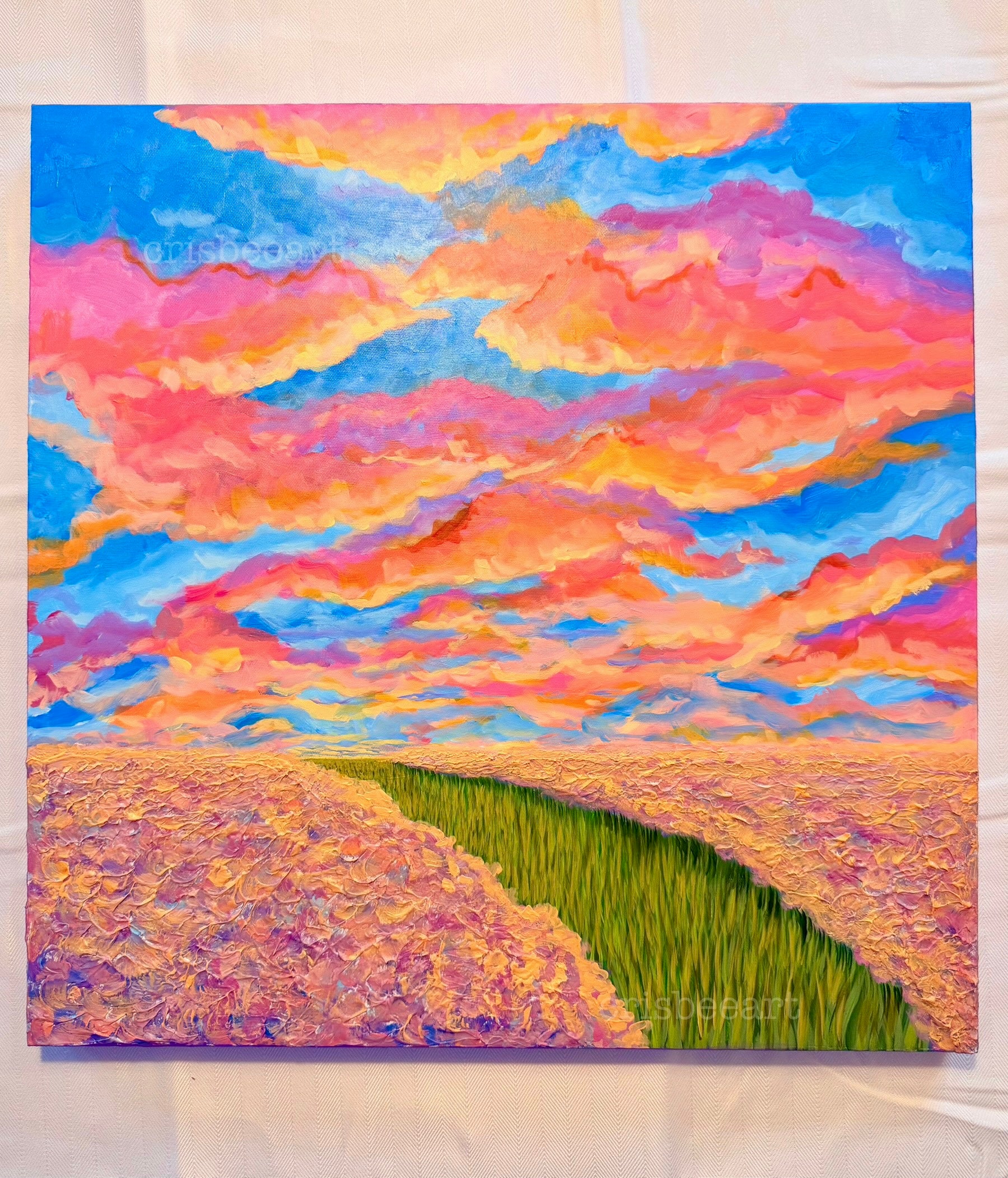 18x18 Sunset Meadow painting