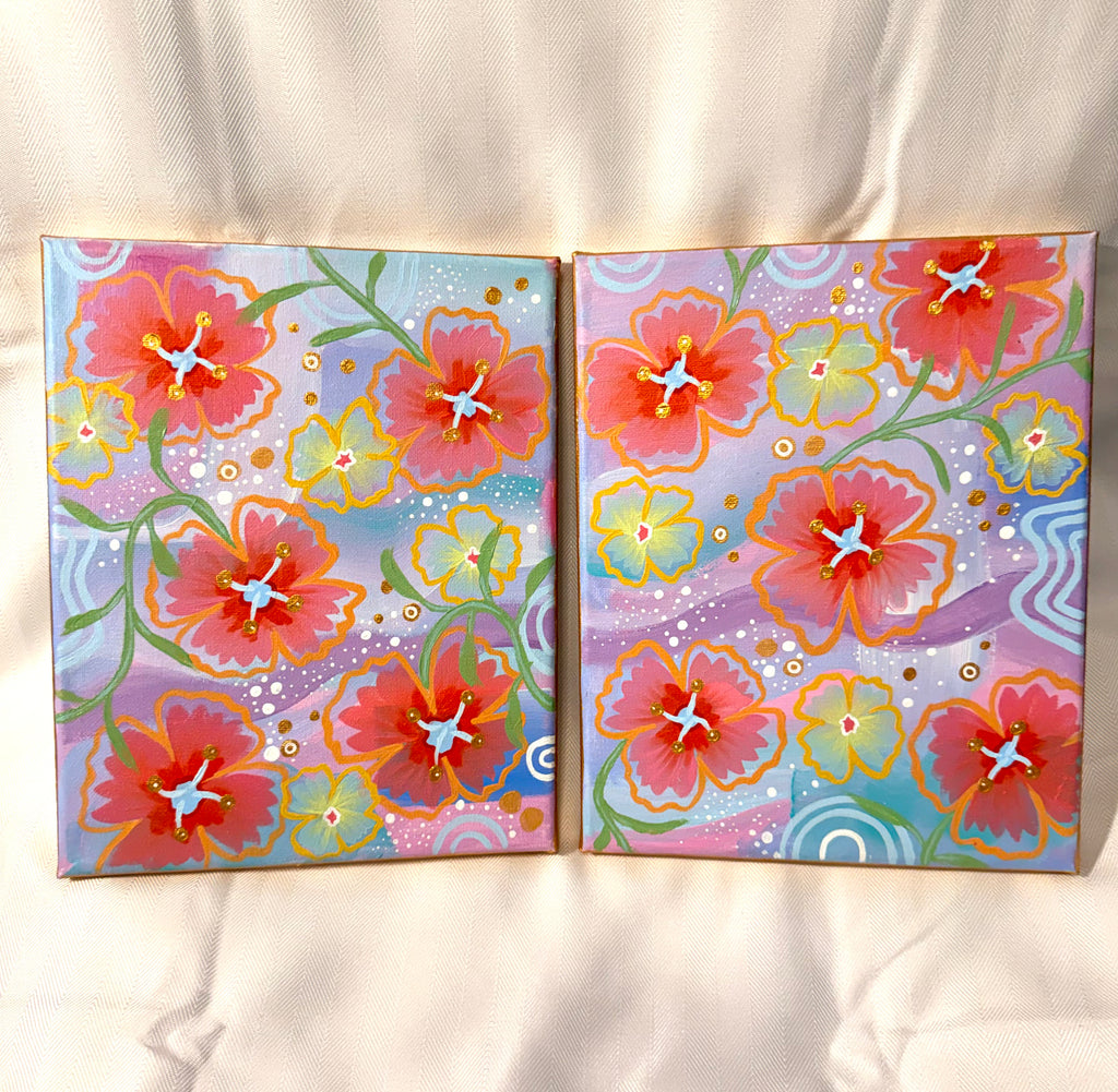 8x10 Flower Paintings Set of 2