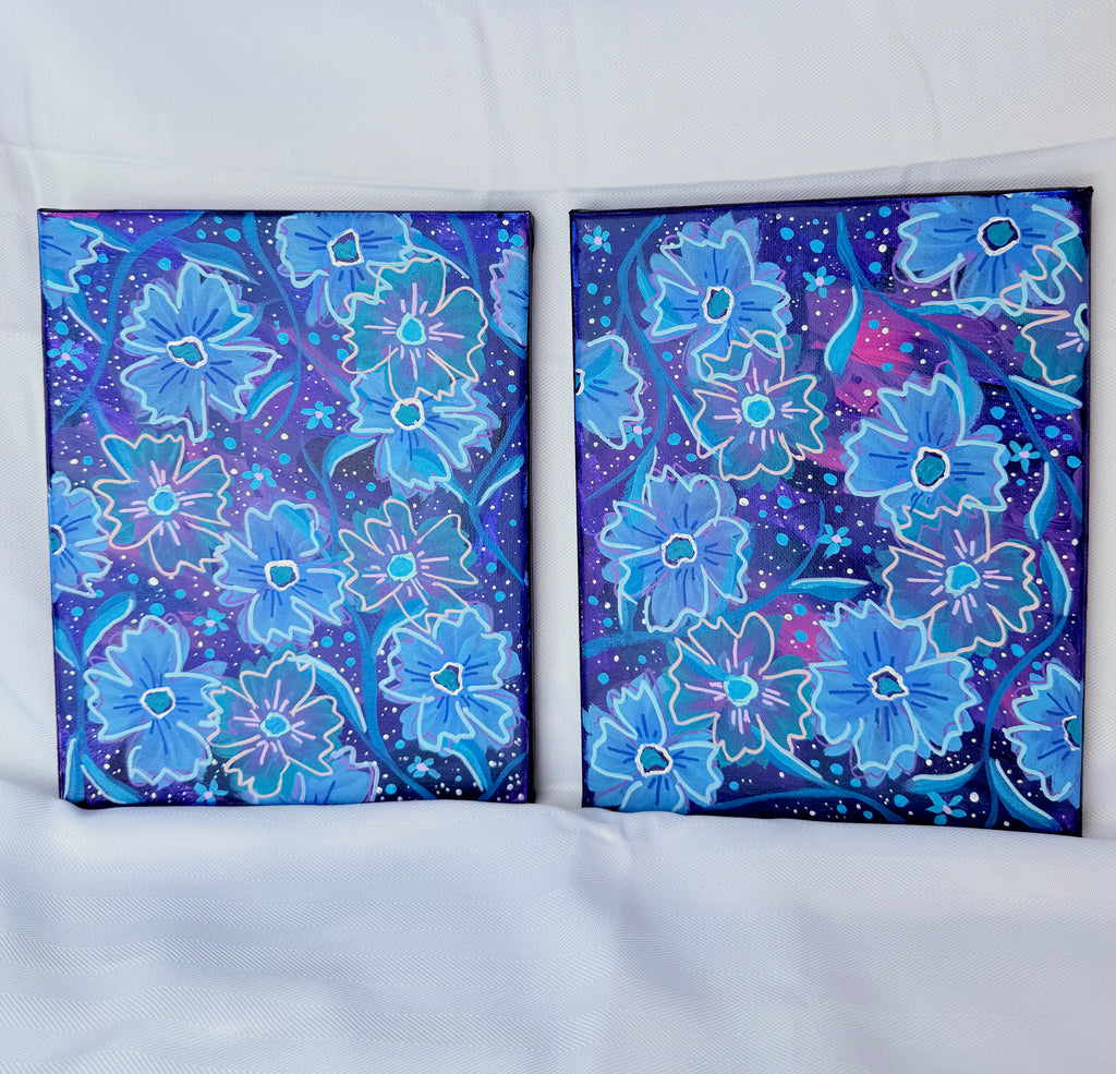 8x10 Flower Paintings Set of 2