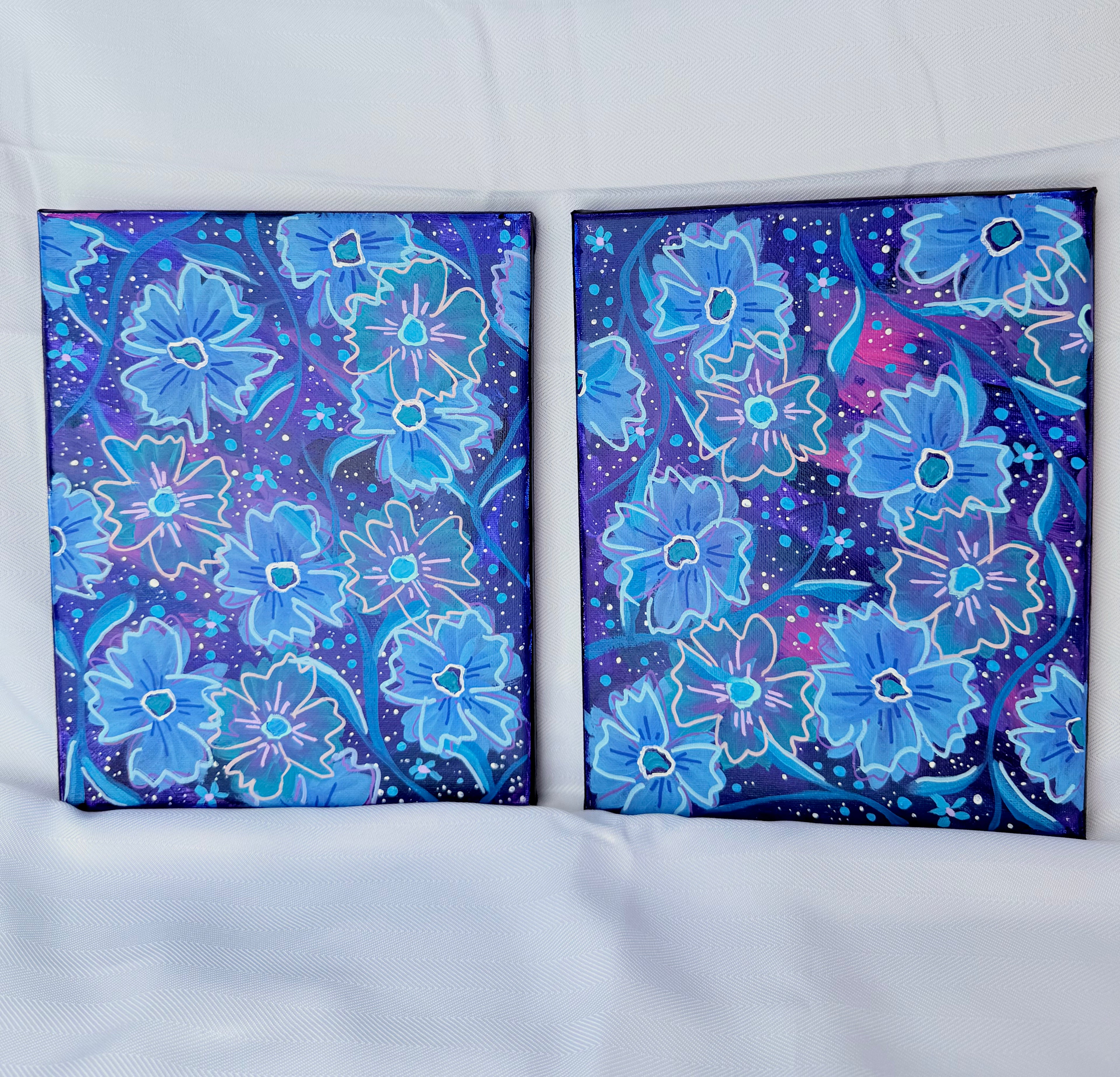 8x10 Flower Paintings Set of 2